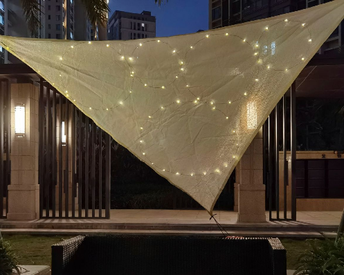 Schaduwdoek Beige 3 x 3 x 3 m LED Licht